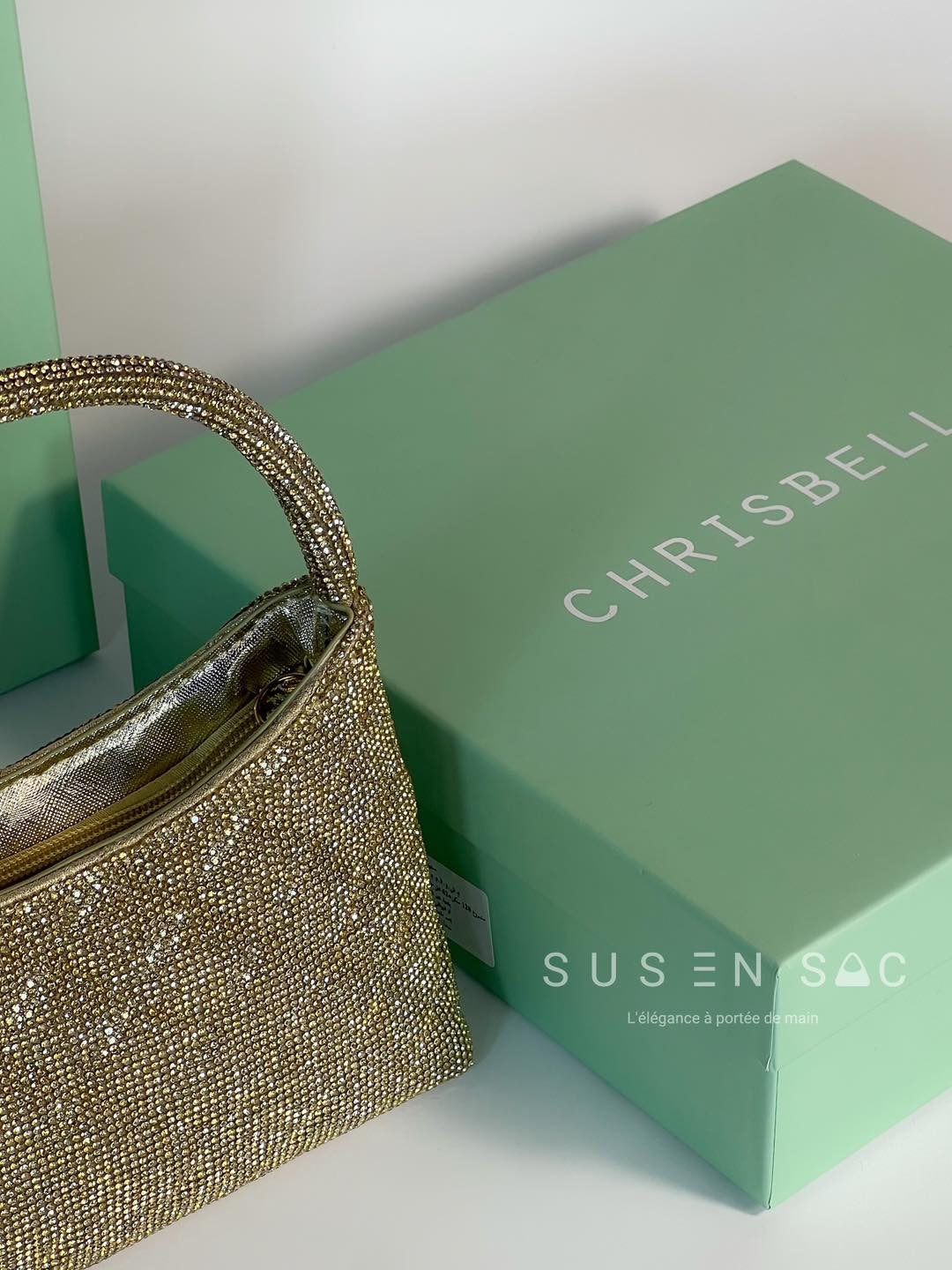 Chrisbella Mini Baguette Cristaux — Sac de soirée scintillant