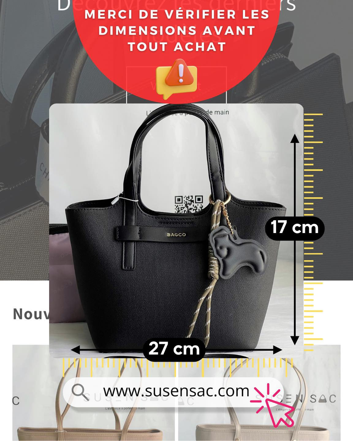 Sac à main BAGCO avec pochette – Élégance minimaliste