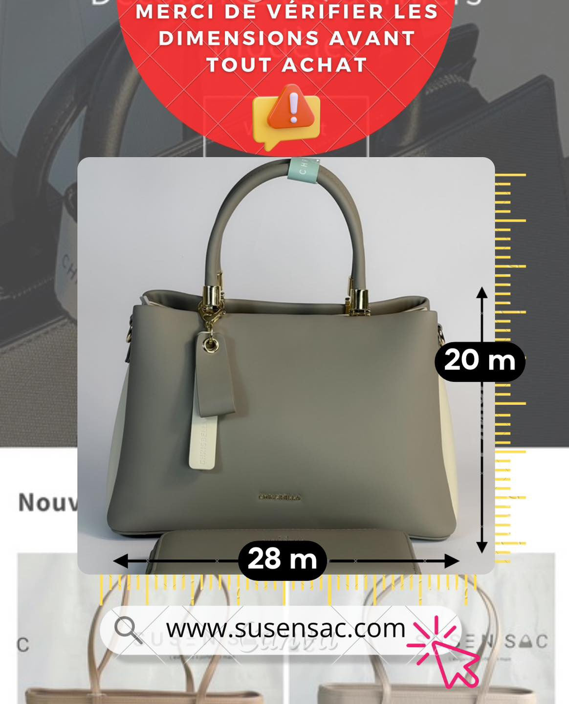 Sac à main Chrisbella avec pochette assortie – Élégance et praticité