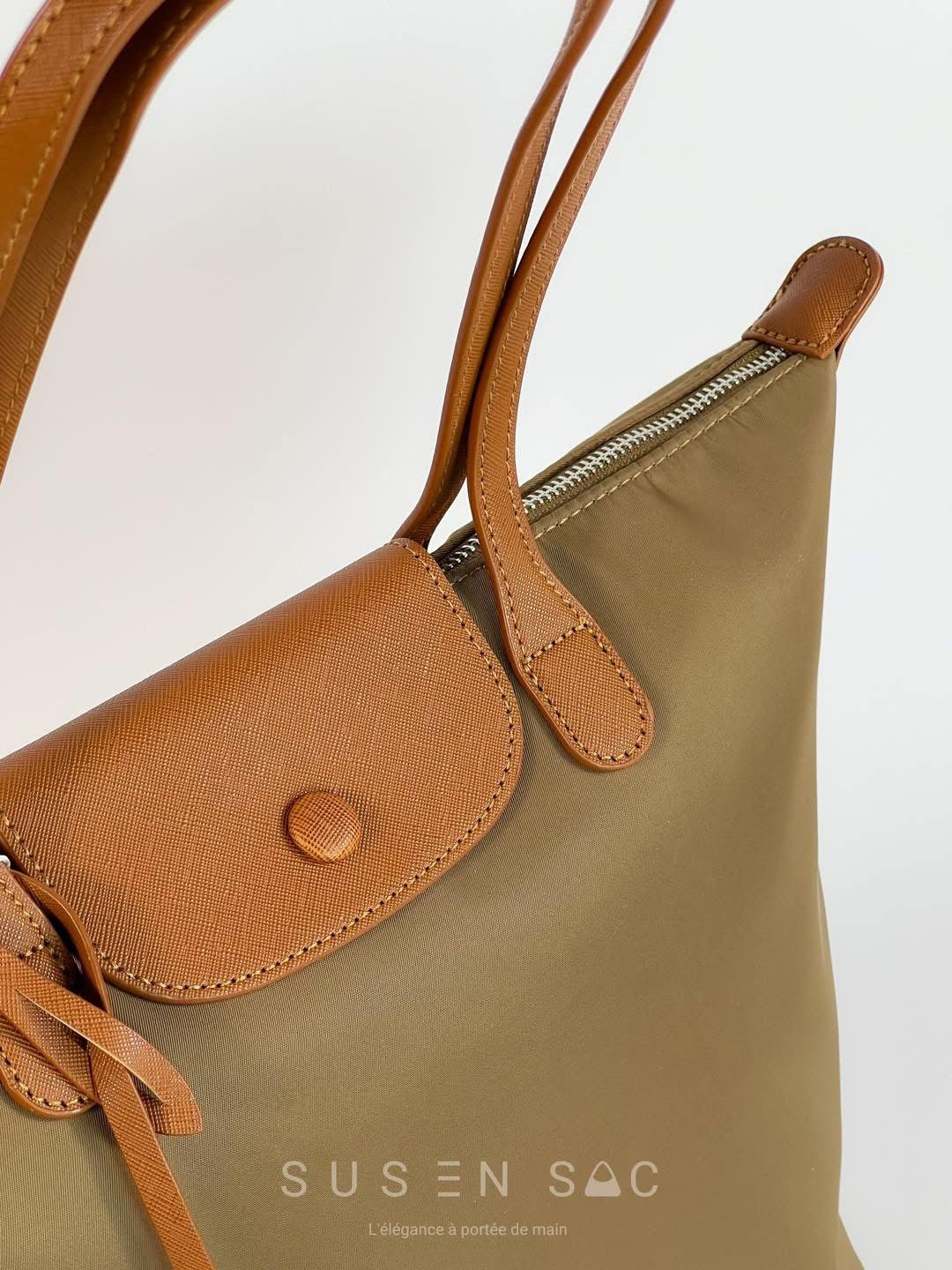 Sac épaule Bagco — style Longchamp, léger et déperlant