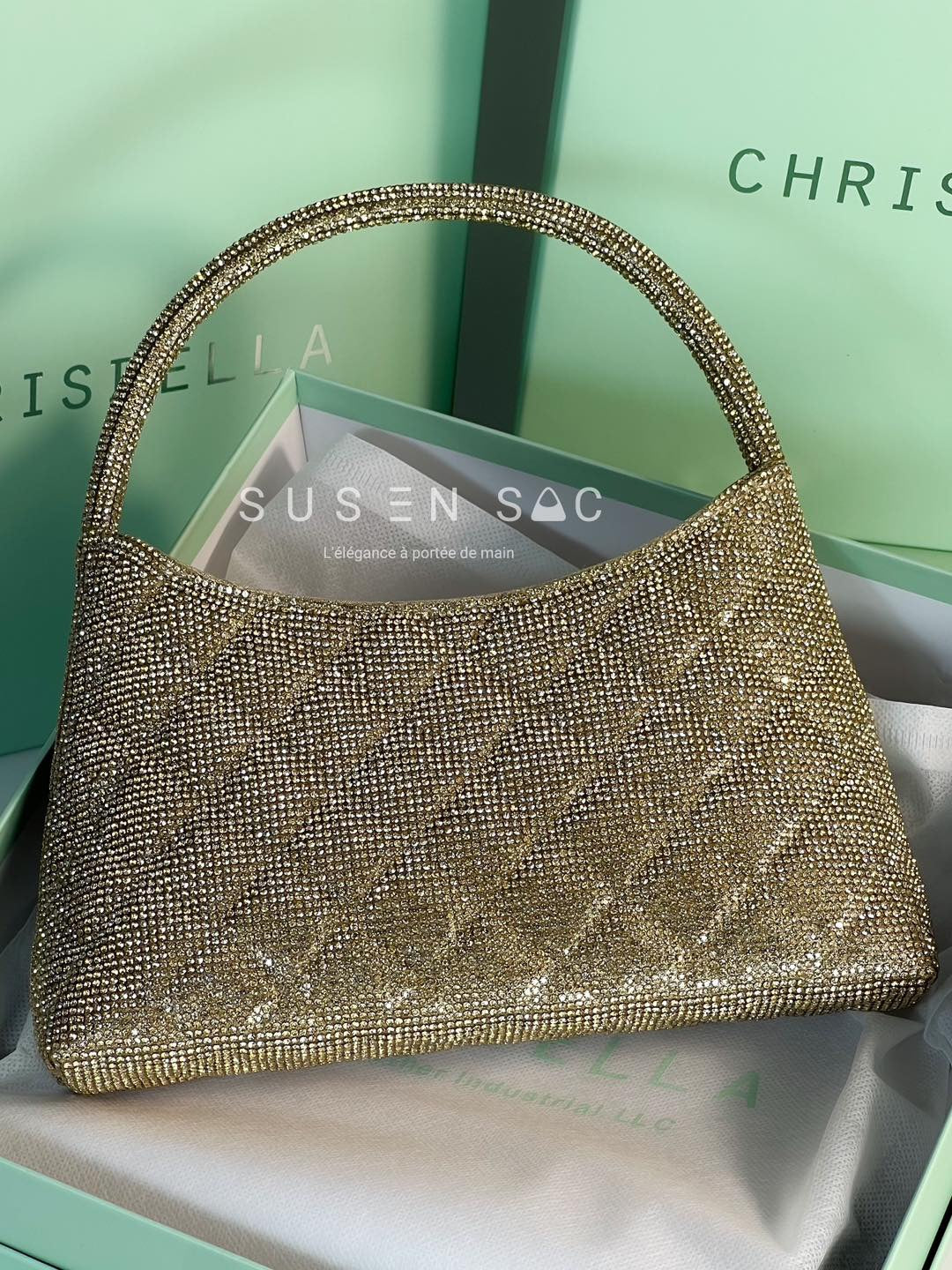 Chrisbella Mini Baguette Cristaux — Sac de soirée scintillant