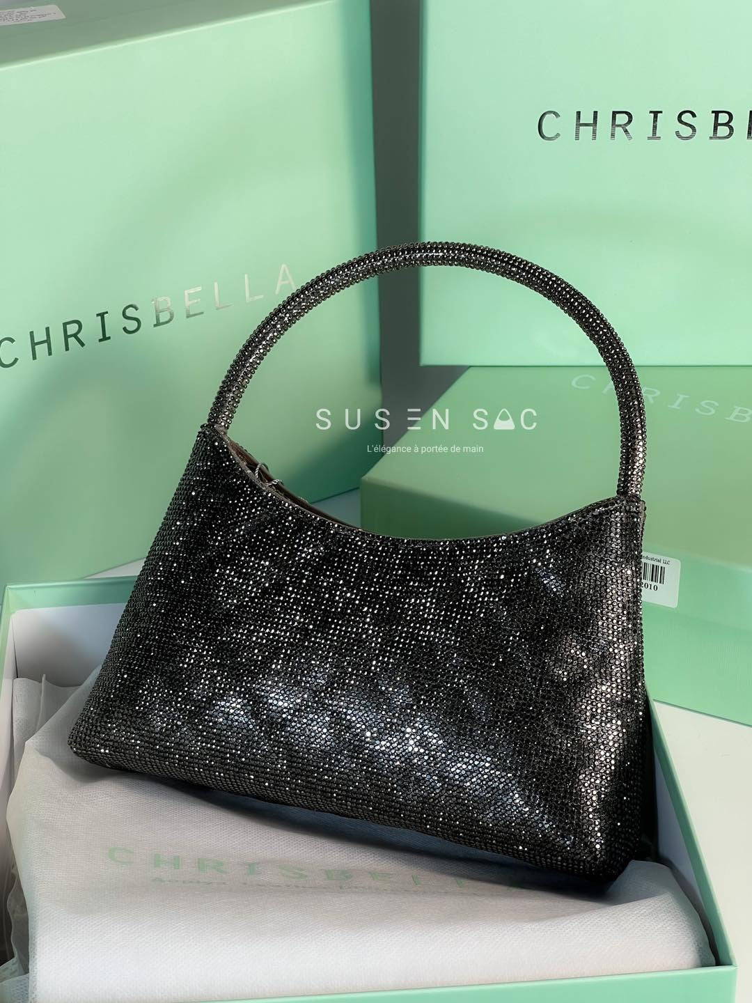 Chrisbella Mini Baguette Cristaux — Sac de soirée scintillant