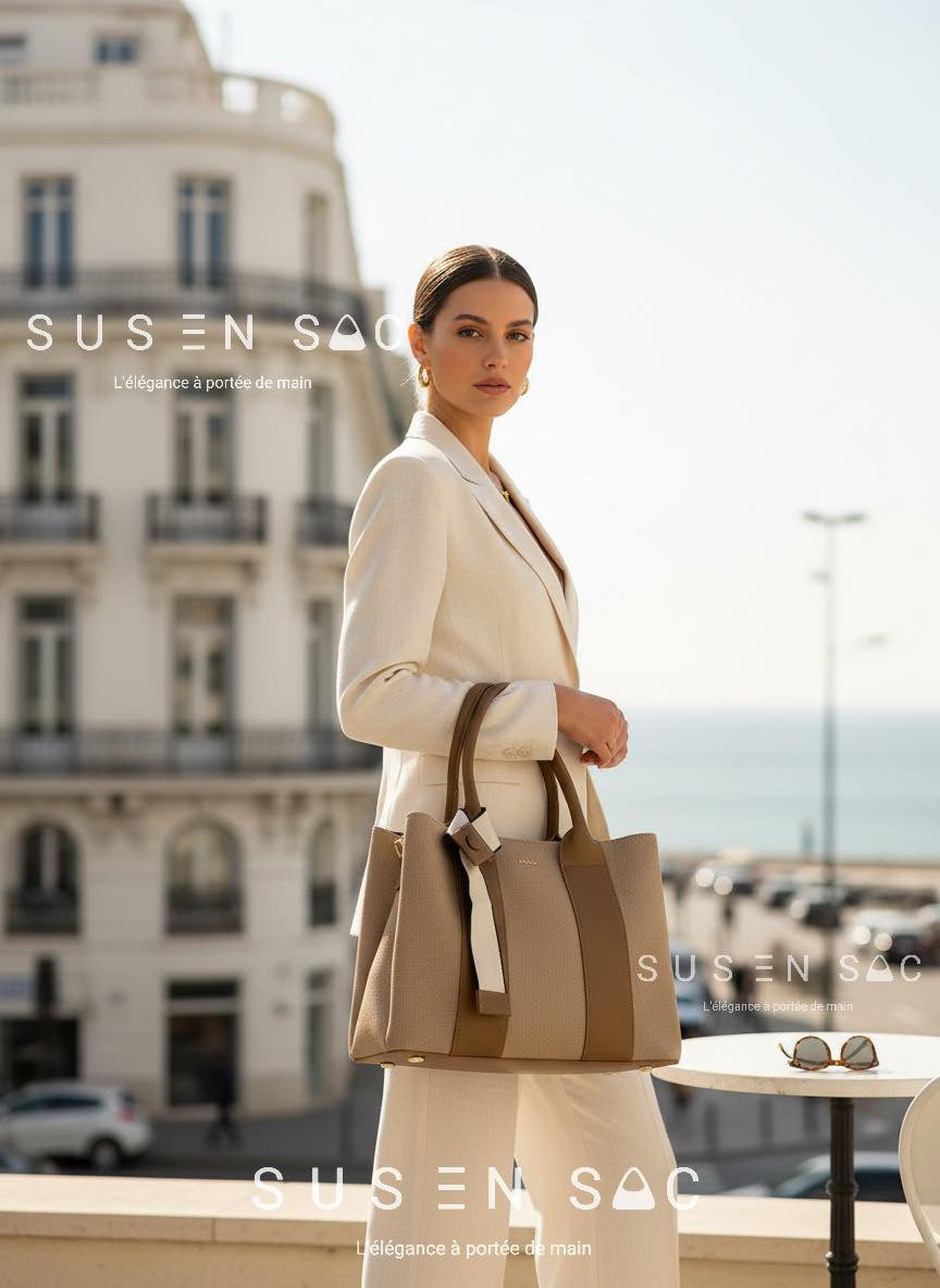 Sac BAGCO – Tote élégant en toile tissée et finitions cuir