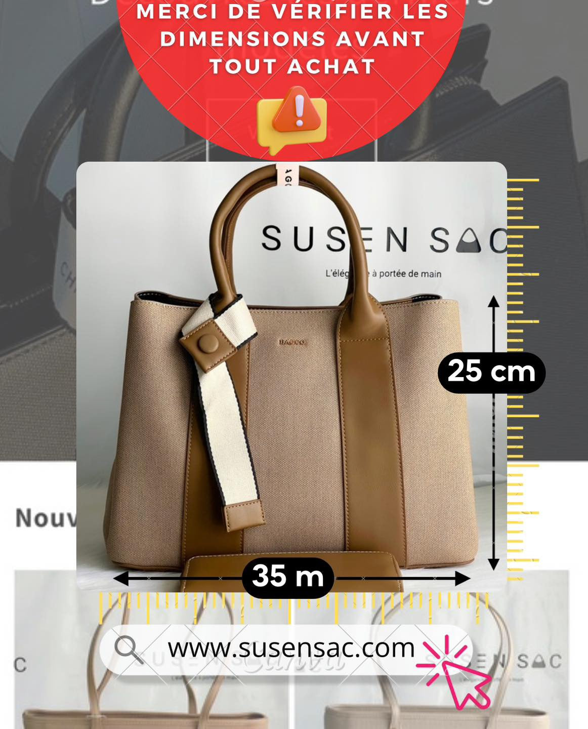 Sac BAGCO – Tote élégant en toile tissée et finitions cuir