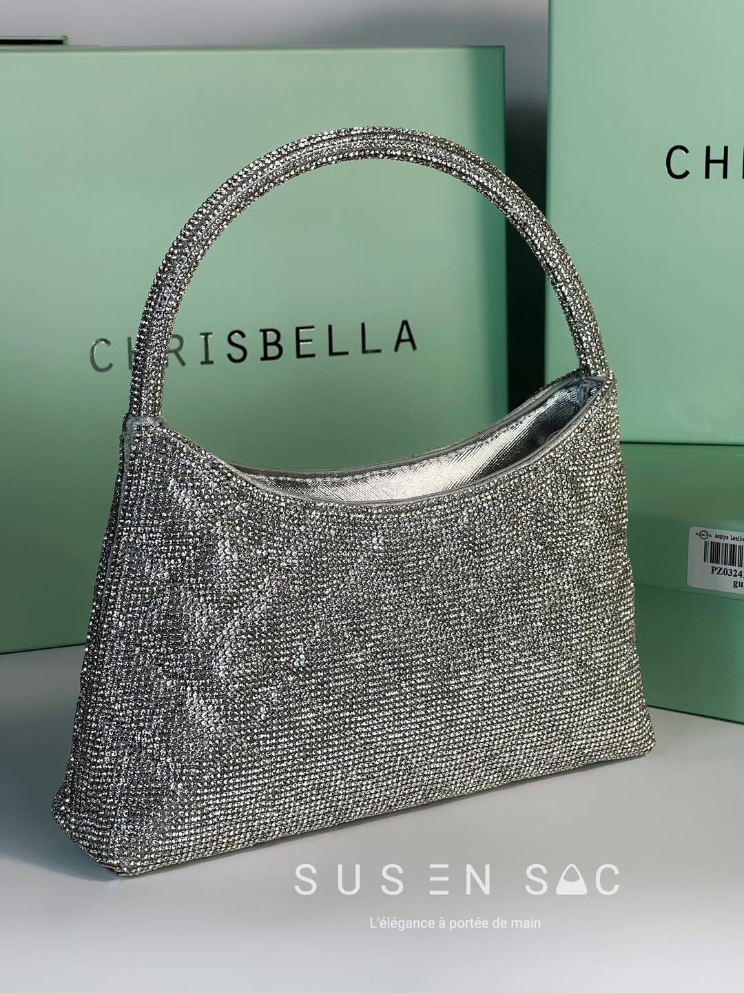 Chrisbella Mini Baguette Cristaux — Sac de soirée scintillant