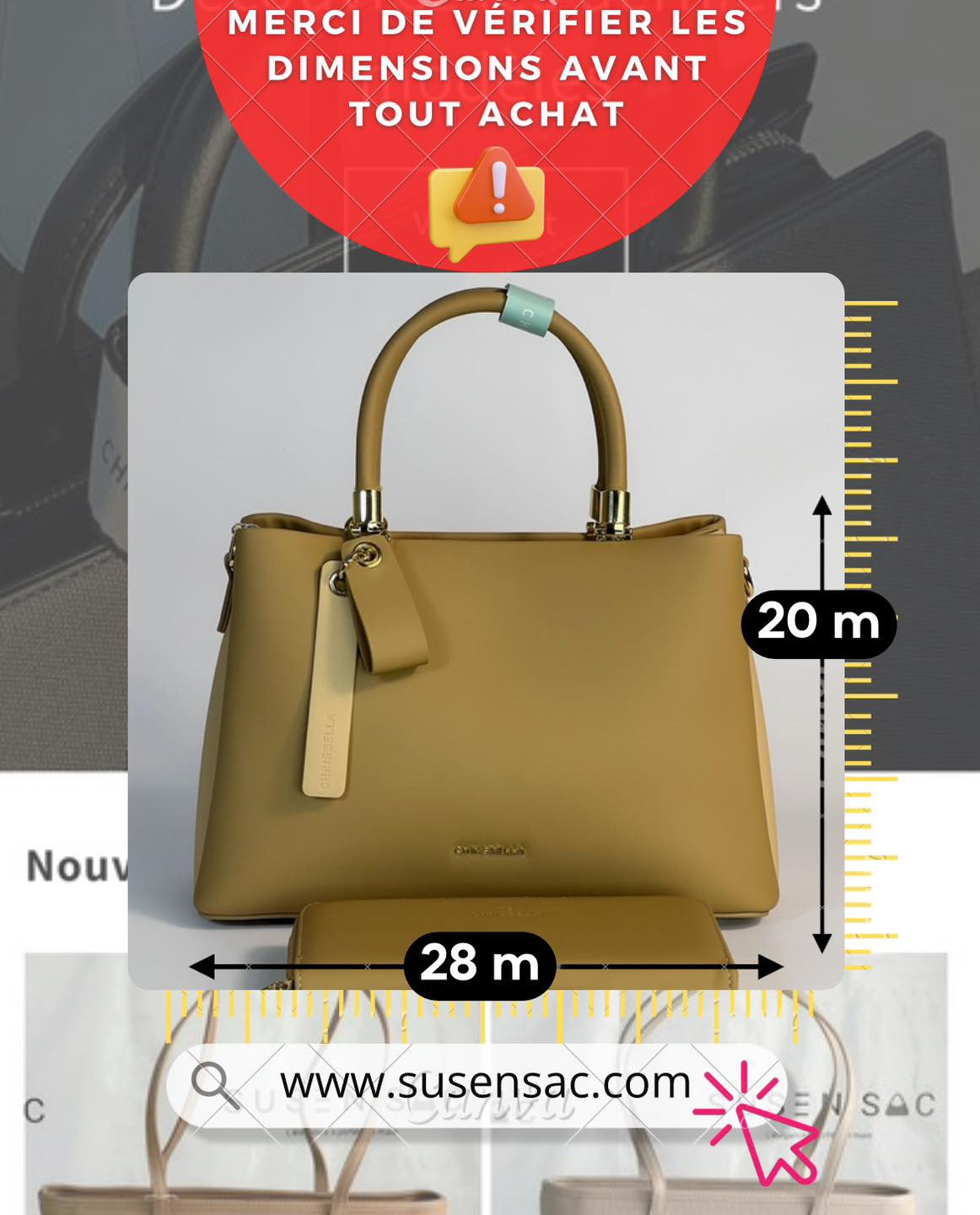 Sac à main Chrisbella avec pochette assortie – Élégance et praticité