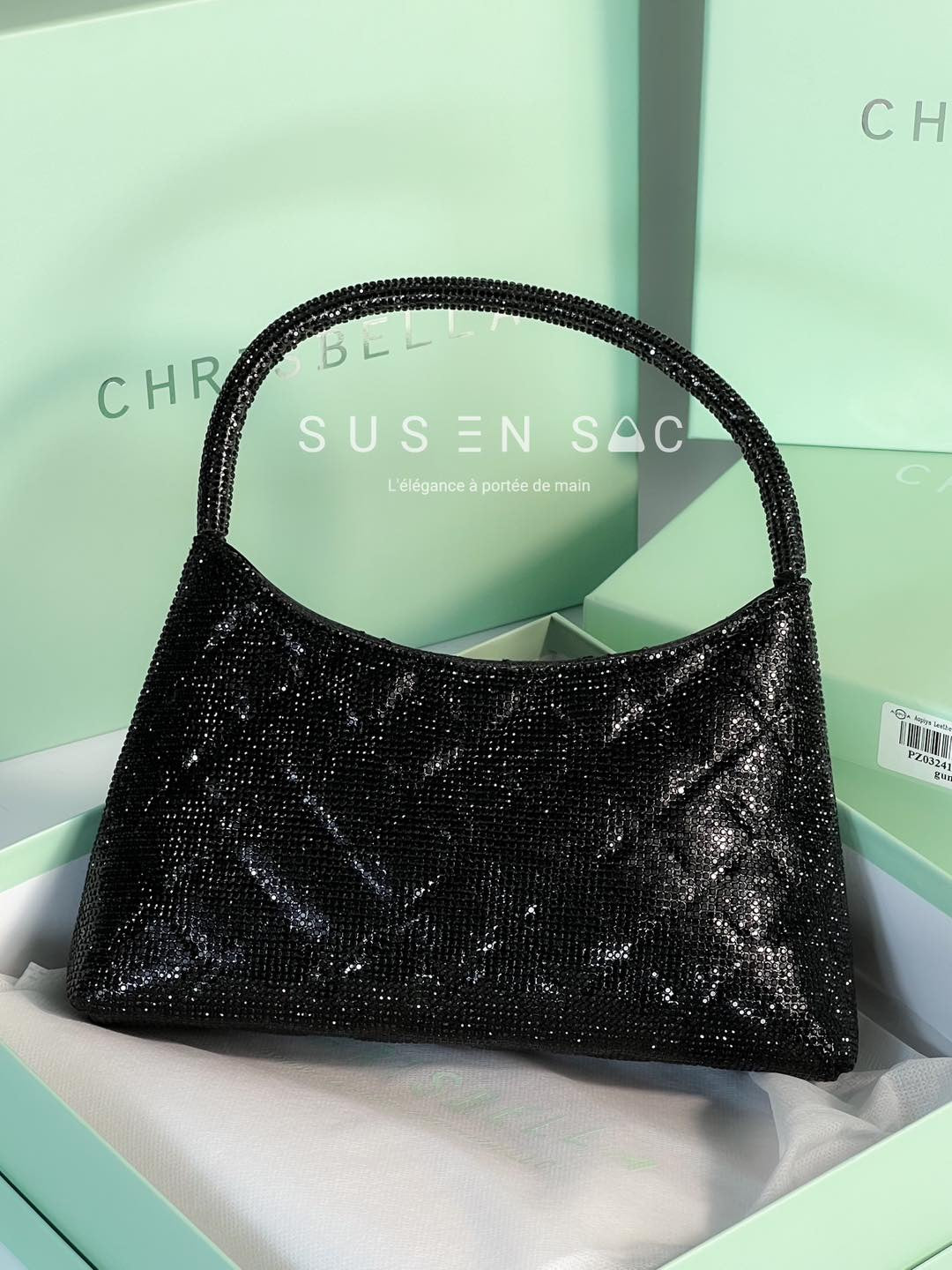 Chrisbella Mini Baguette Cristaux — Sac de soirée scintillant