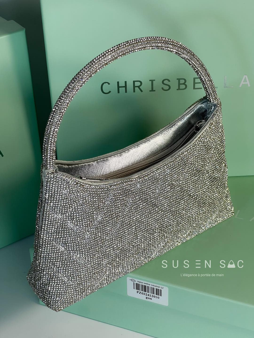 Chrisbella Mini Baguette Cristaux — Sac de soirée scintillant