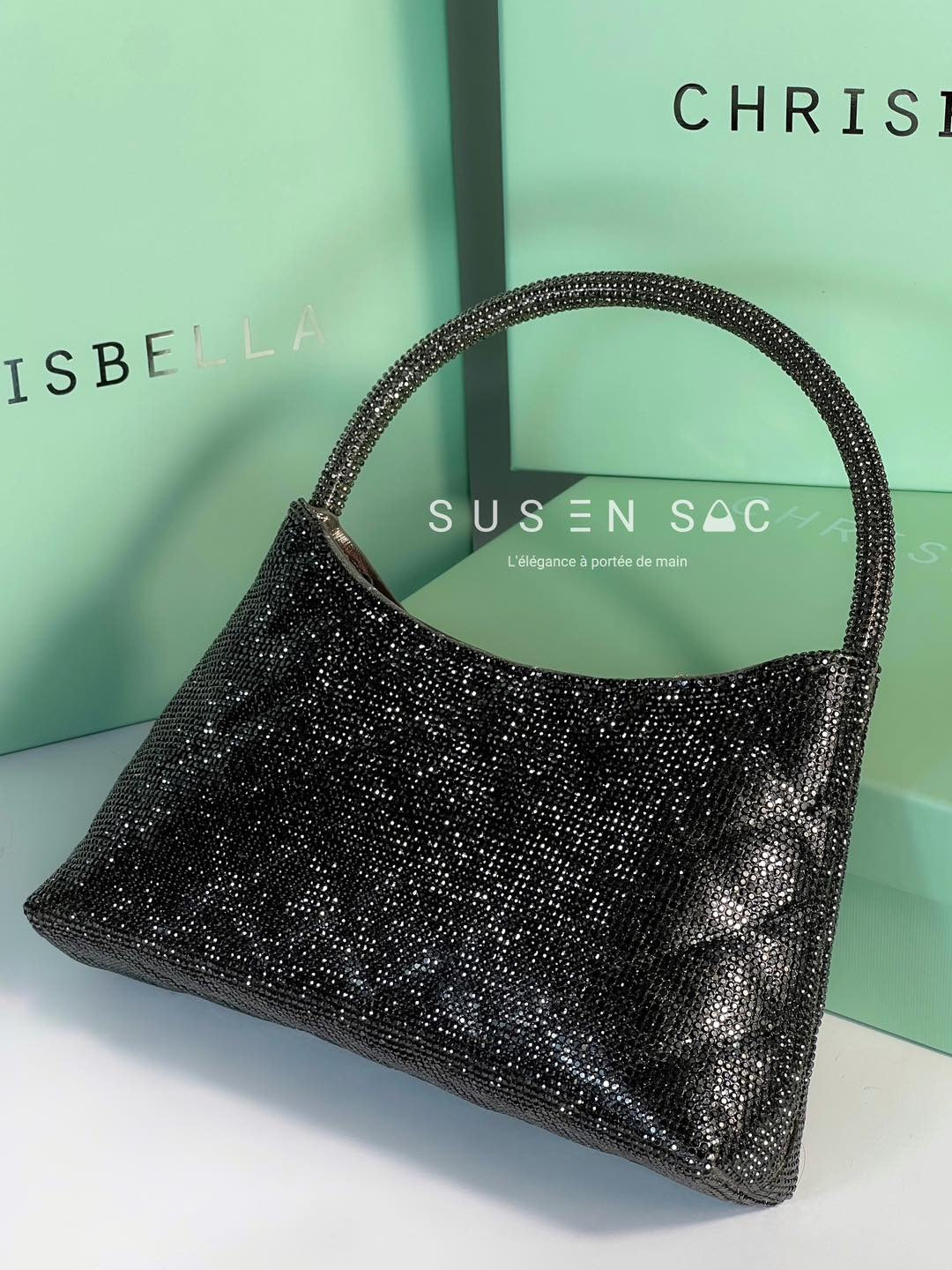 Chrisbella Mini Baguette Cristaux — Sac de soirée scintillant