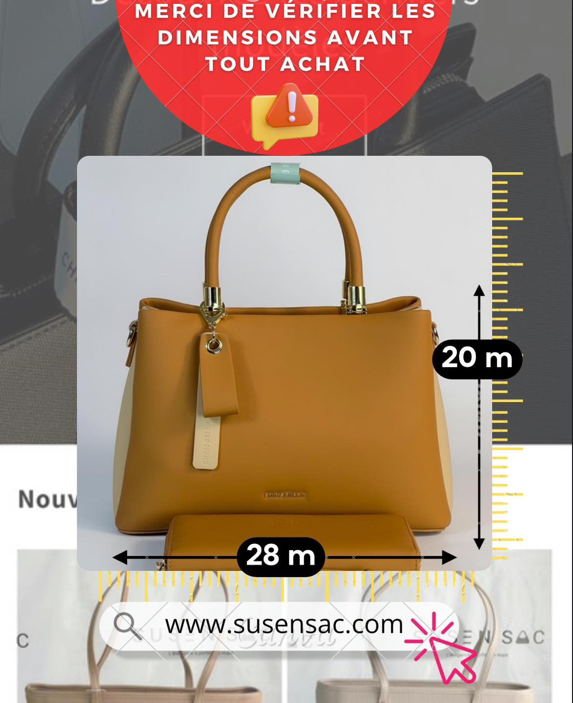 Sac à main Chrisbella avec pochette assortie – Élégance et praticité