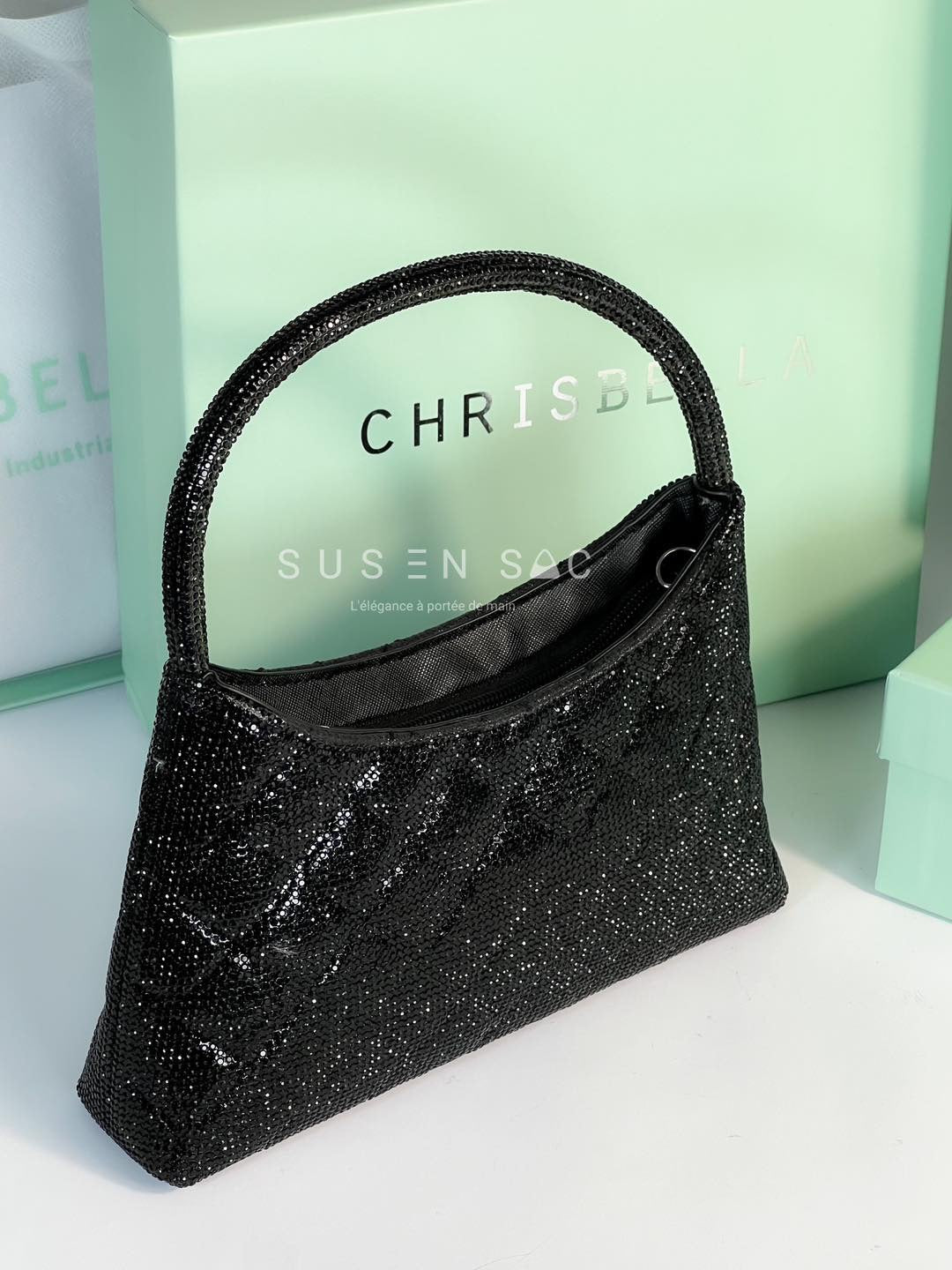 Chrisbella Mini Baguette Cristaux — Sac de soirée scintillant
