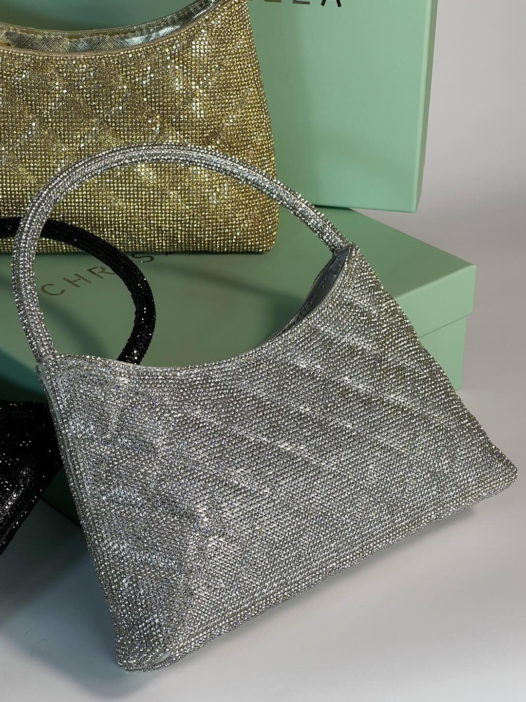 Chrisbella Mini Baguette Cristaux — Sac de soirée scintillant