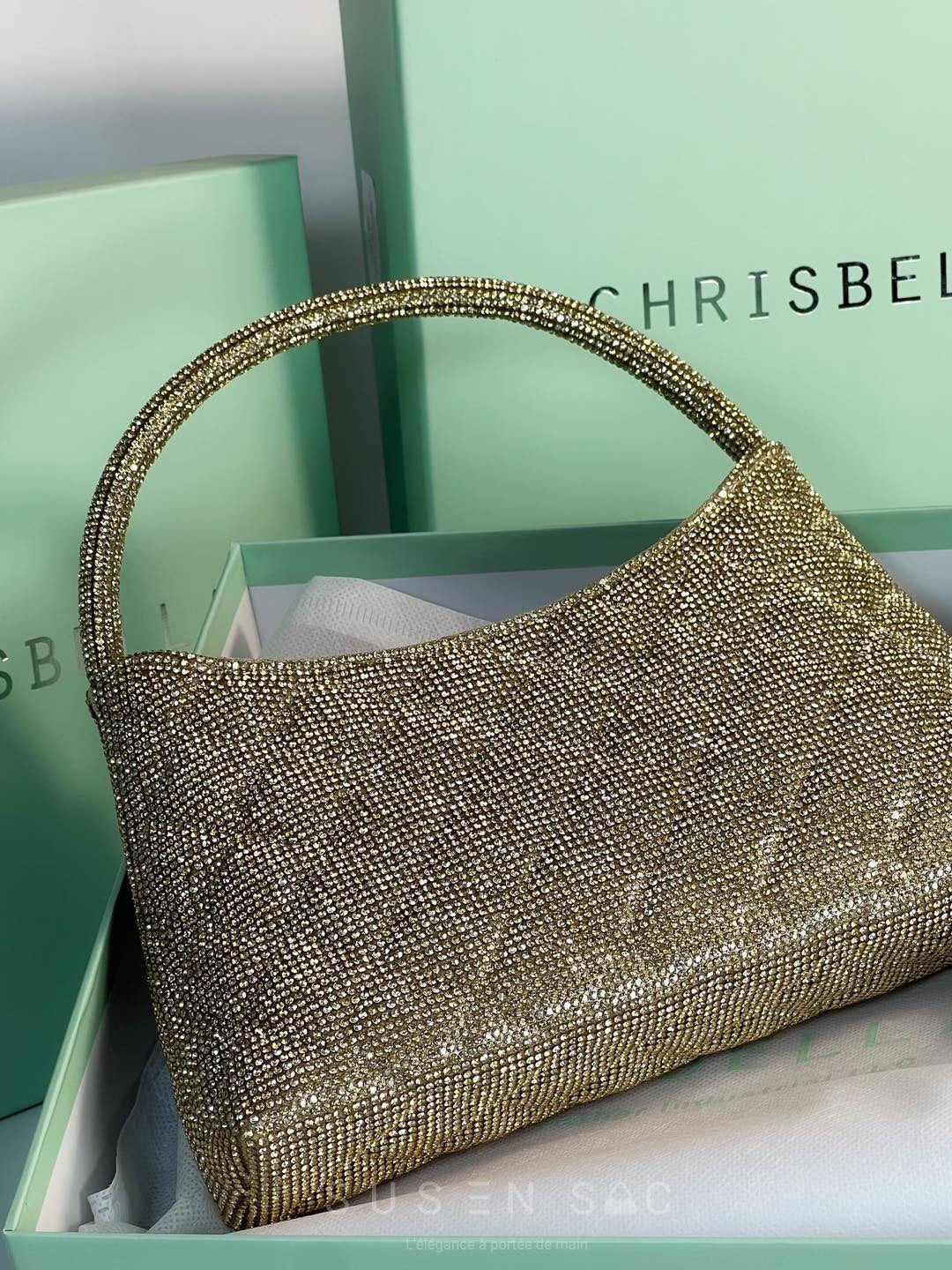 Chrisbella Mini Baguette Cristaux — Sac de soirée scintillant