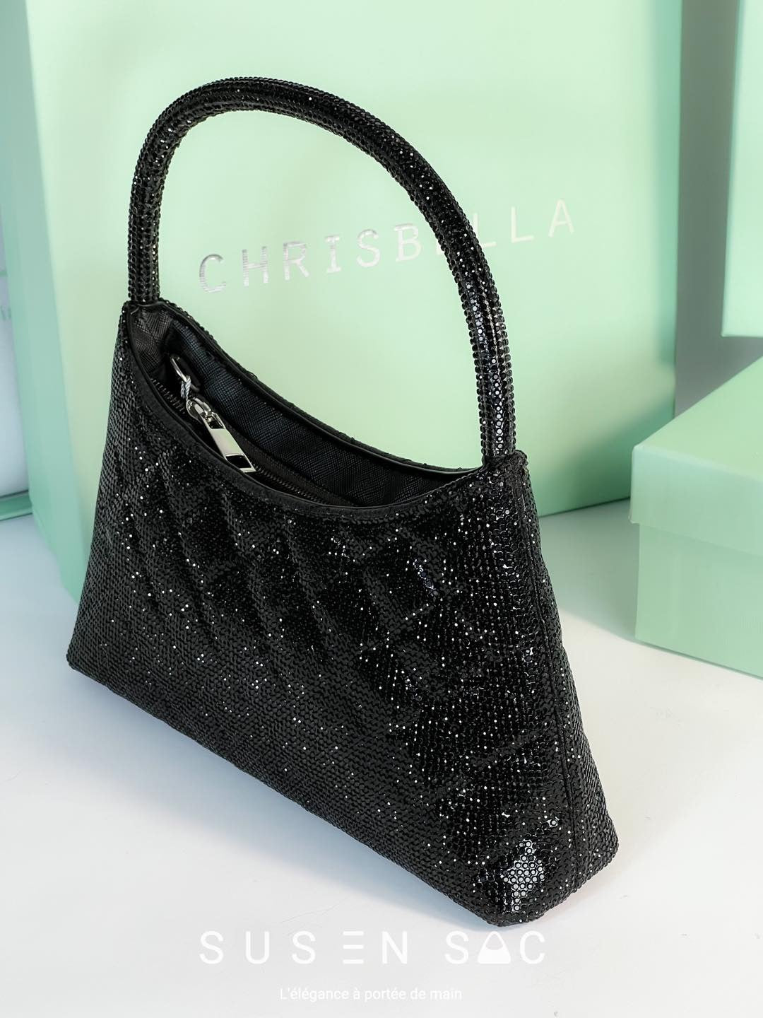 Chrisbella Mini Baguette Cristaux — Sac de soirée scintillant
