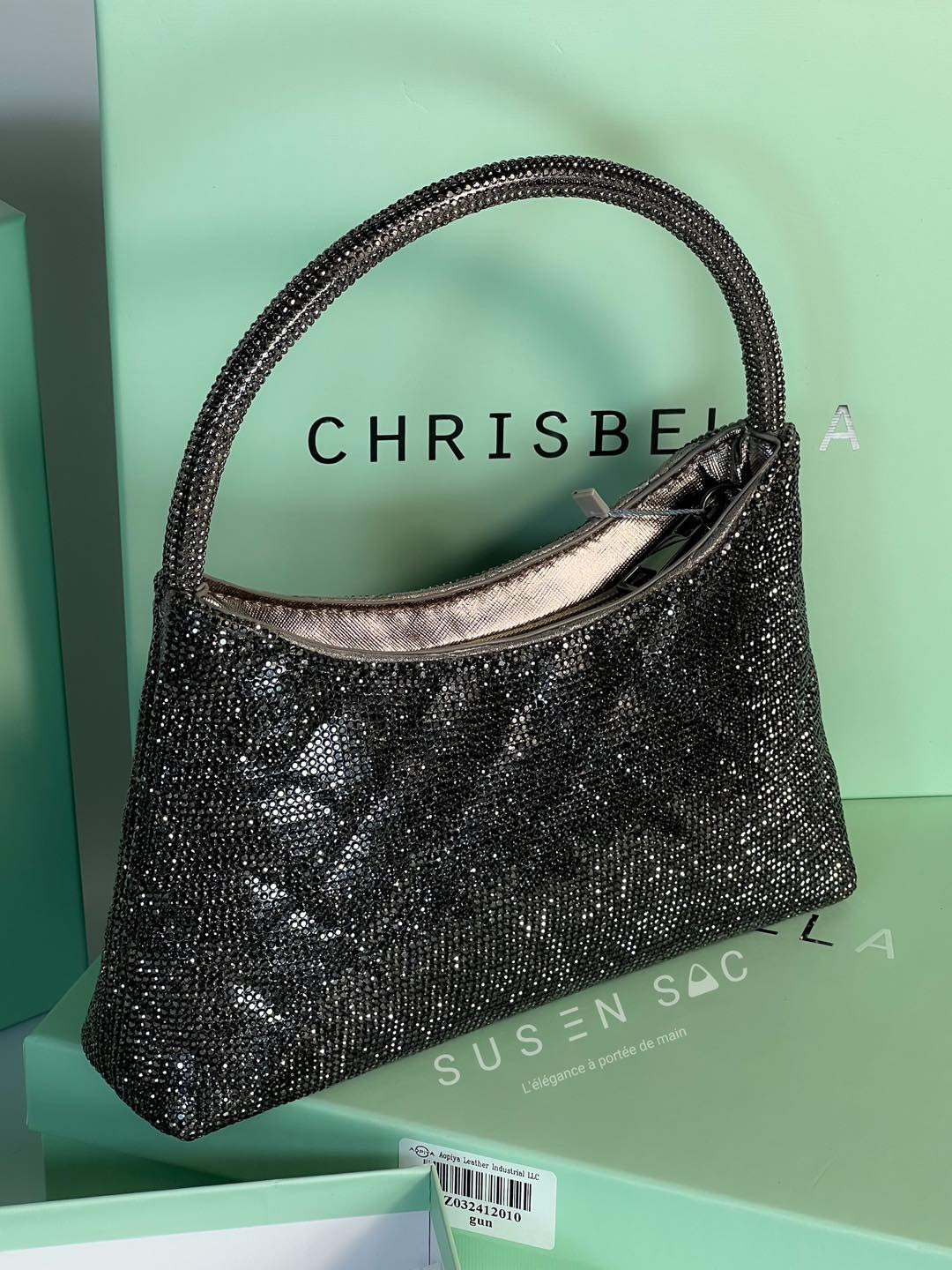 Chrisbella Mini Baguette Cristaux — Sac de soirée scintillant