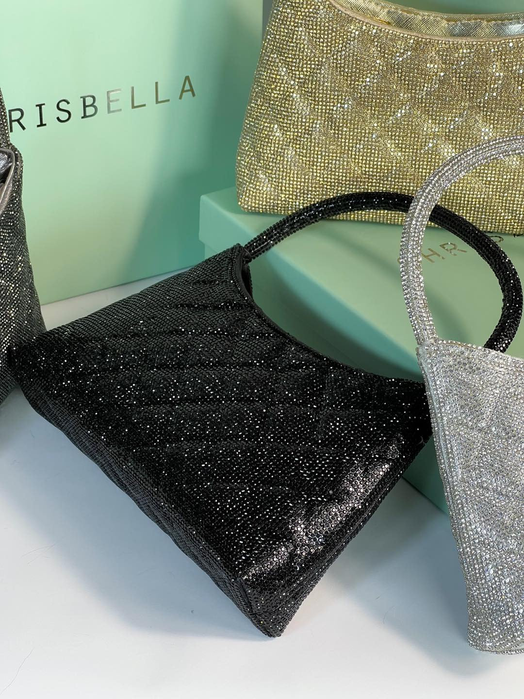 Chrisbella Mini Baguette Cristaux — Sac de soirée scintillant