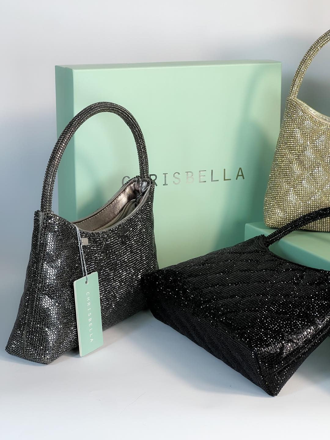 Chrisbella Mini Baguette Cristaux — Sac de soirée scintillant