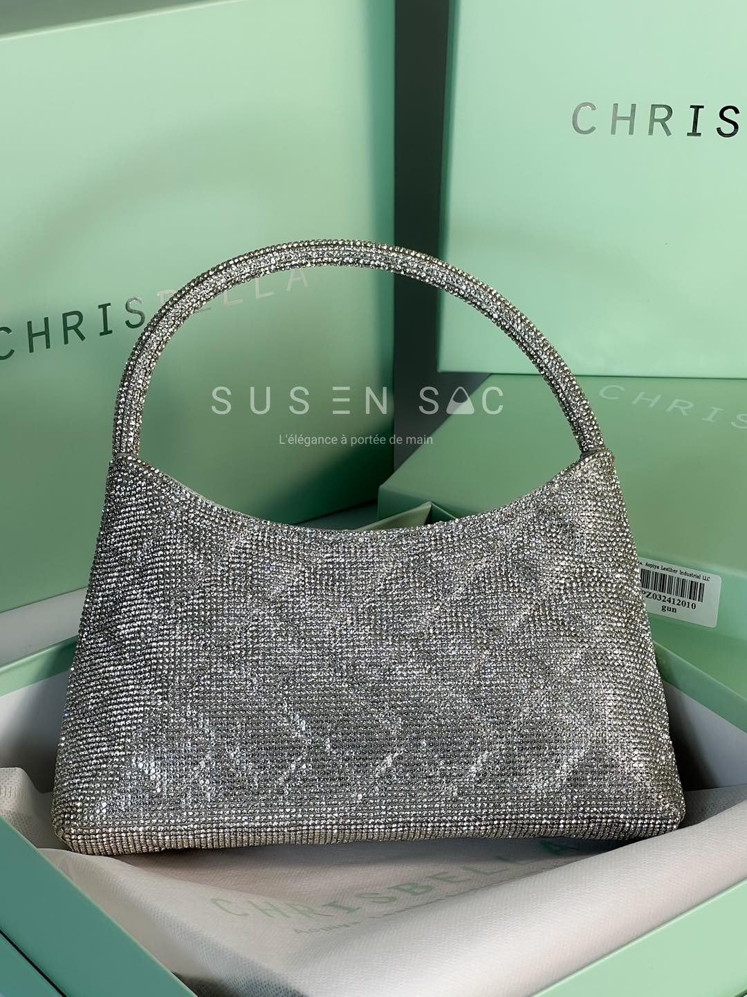 Chrisbella Mini Baguette Cristaux — Sac de soirée scintillant