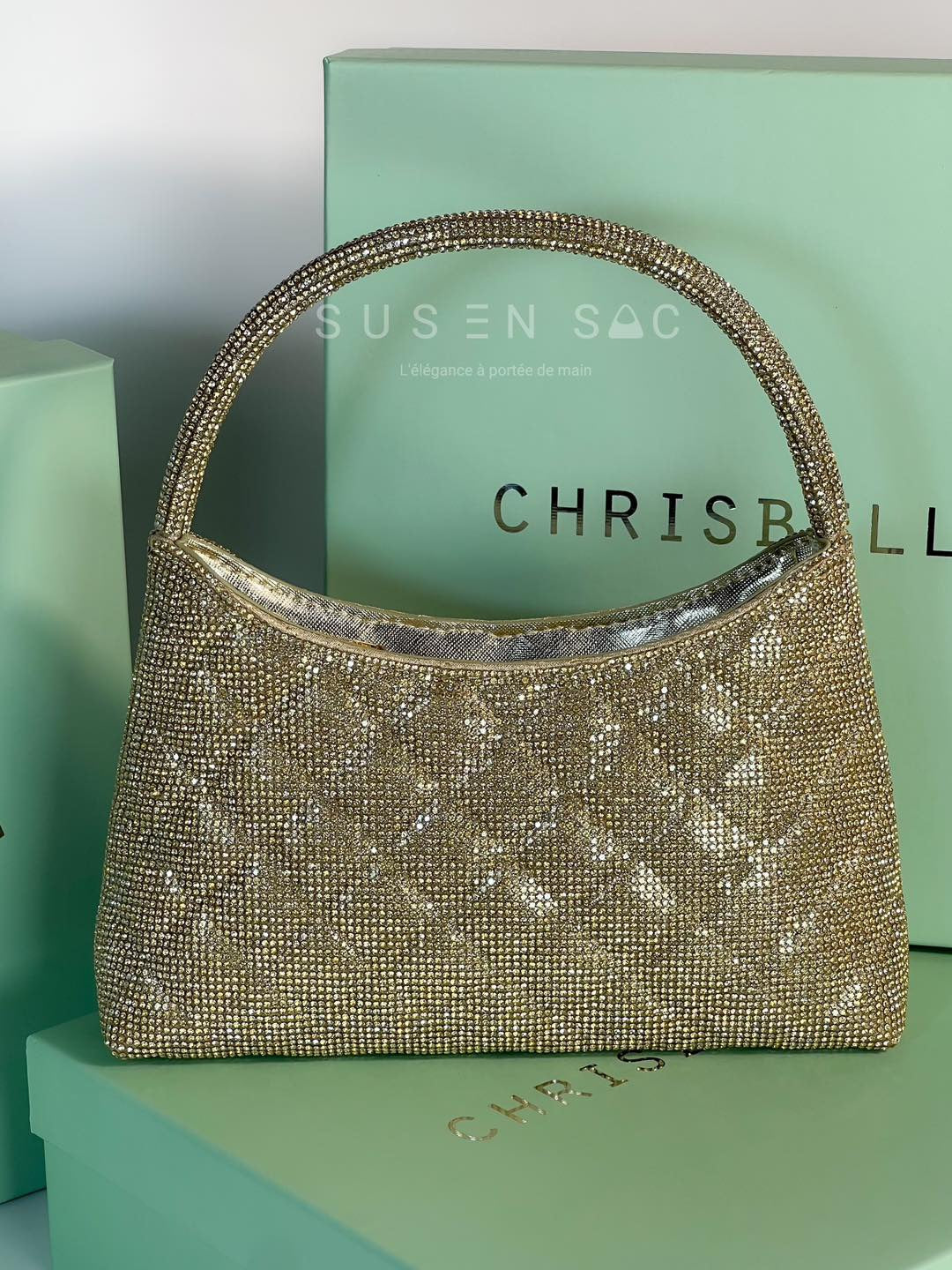 Chrisbella Mini Baguette Cristaux — Sac de soirée scintillant