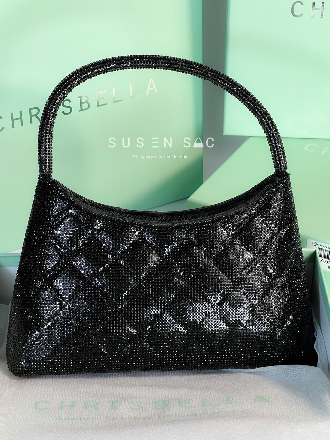 Chrisbella Mini Baguette Cristaux — Sac de soirée scintillant