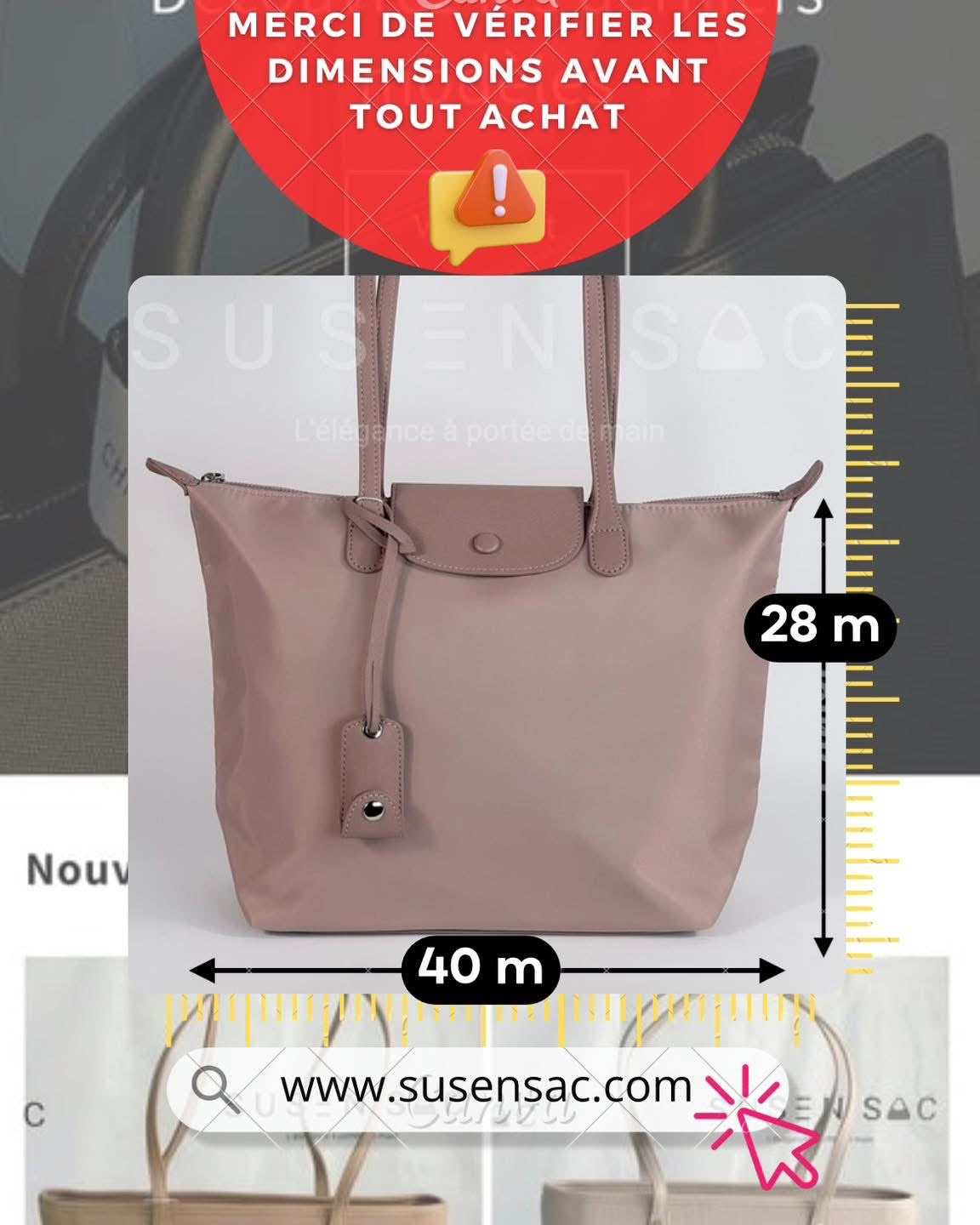 Sac épaule Bagco — style Longchamp, léger et déperlant