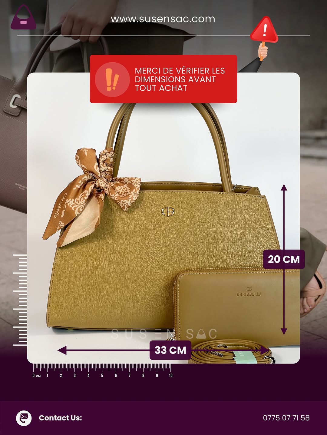 Sac à Main CHRISBELLA – Élégance Structurée & Duo Pratique