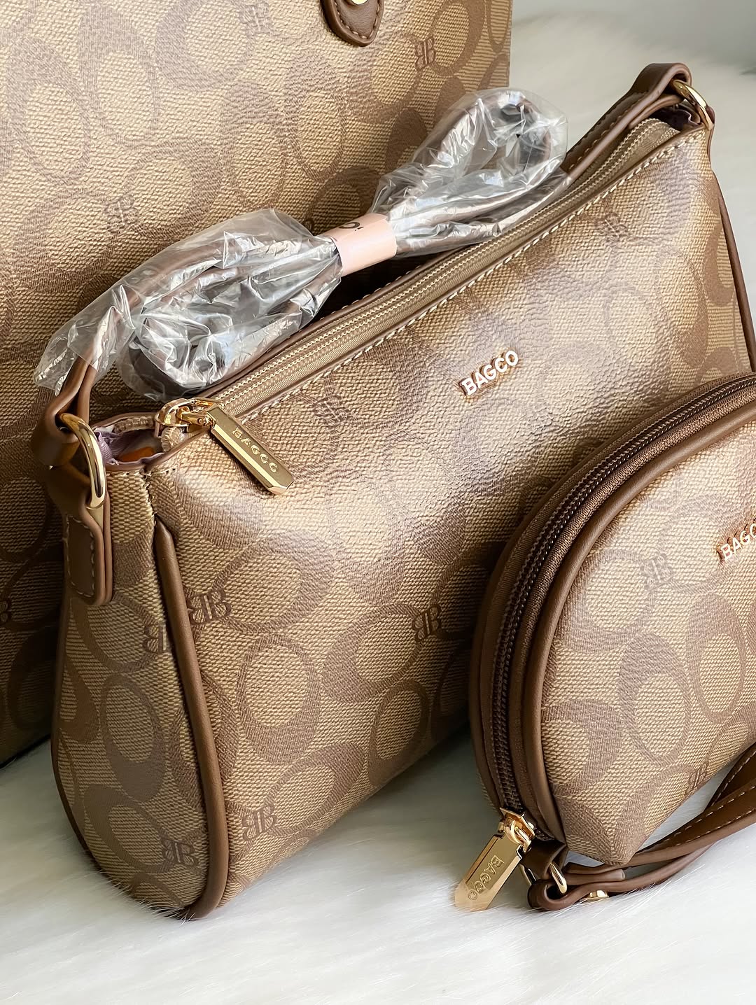 Sac à Main BAGCO 3 Pièces – Grand Sac Cabas + Bandoulière + Pochette Élégante