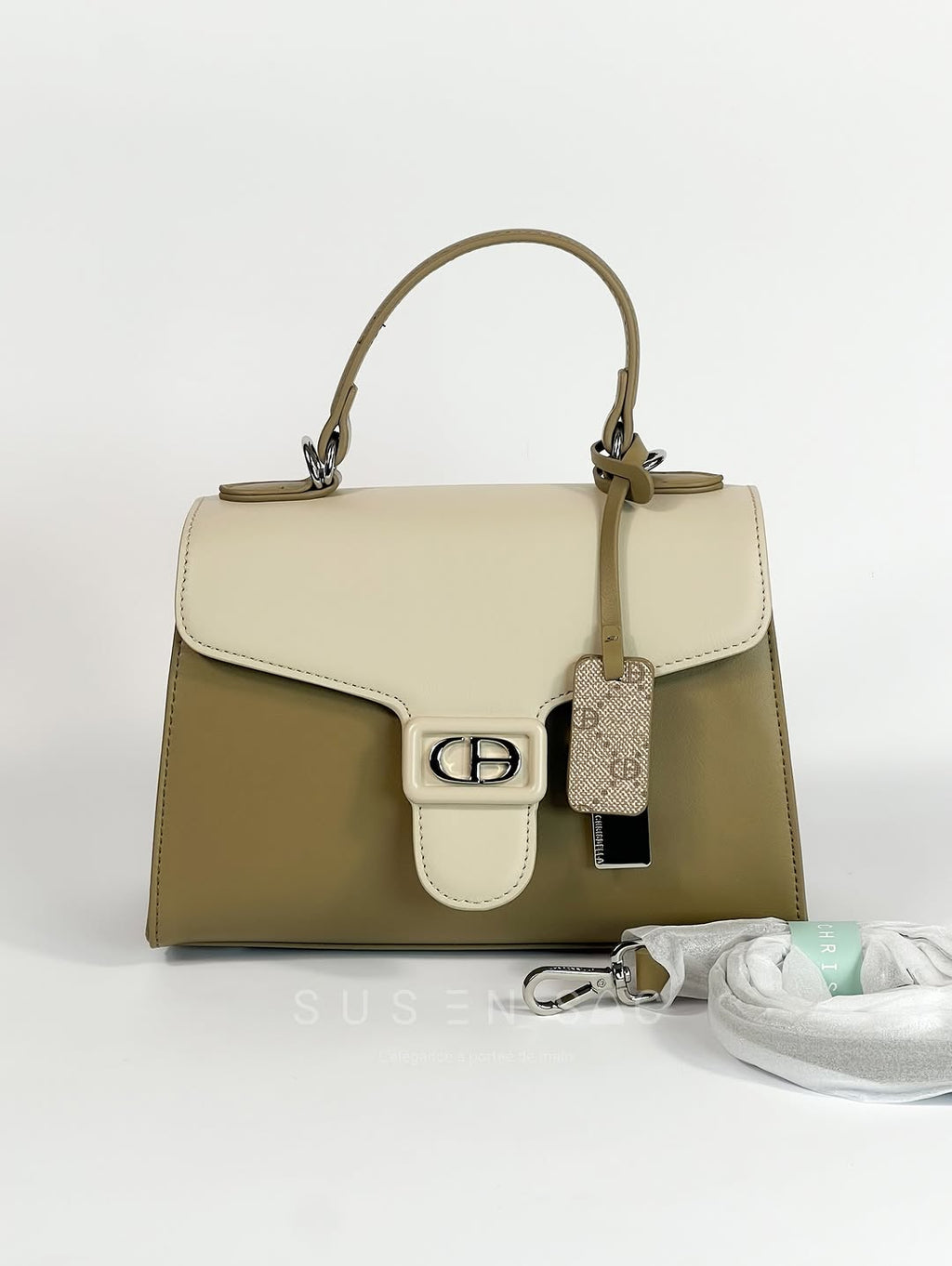 Sac à Main Chrisbella Élégance Structurée – Fermoir Signature & Bandoulière Amovible