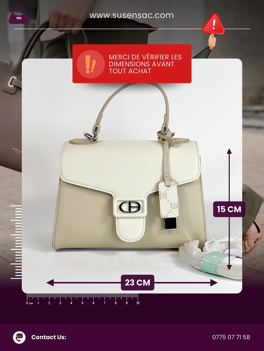 Sac à Main Chrisbella Élégance Structurée – Fermoir Signature & Bandoulière Amovible