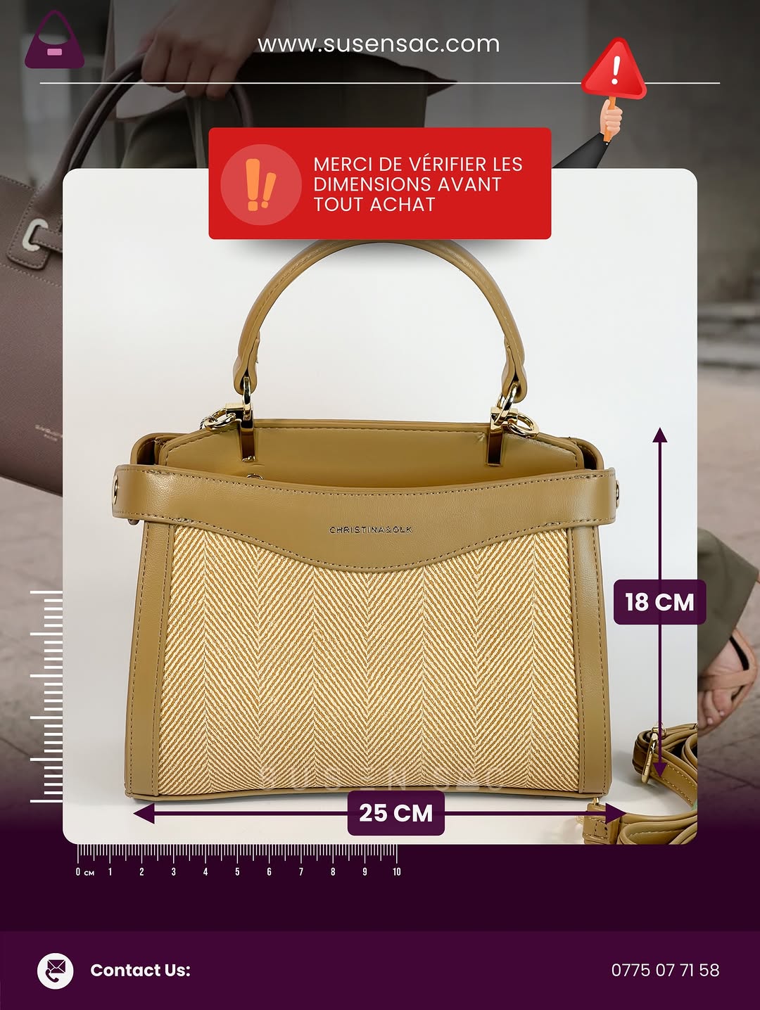 Sac à Main CHRISTINA OLK – Élégance Compacte & Texture Raffinée