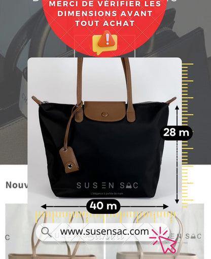 Sac épaule Bagco — style Longchamp, léger et déperlant
