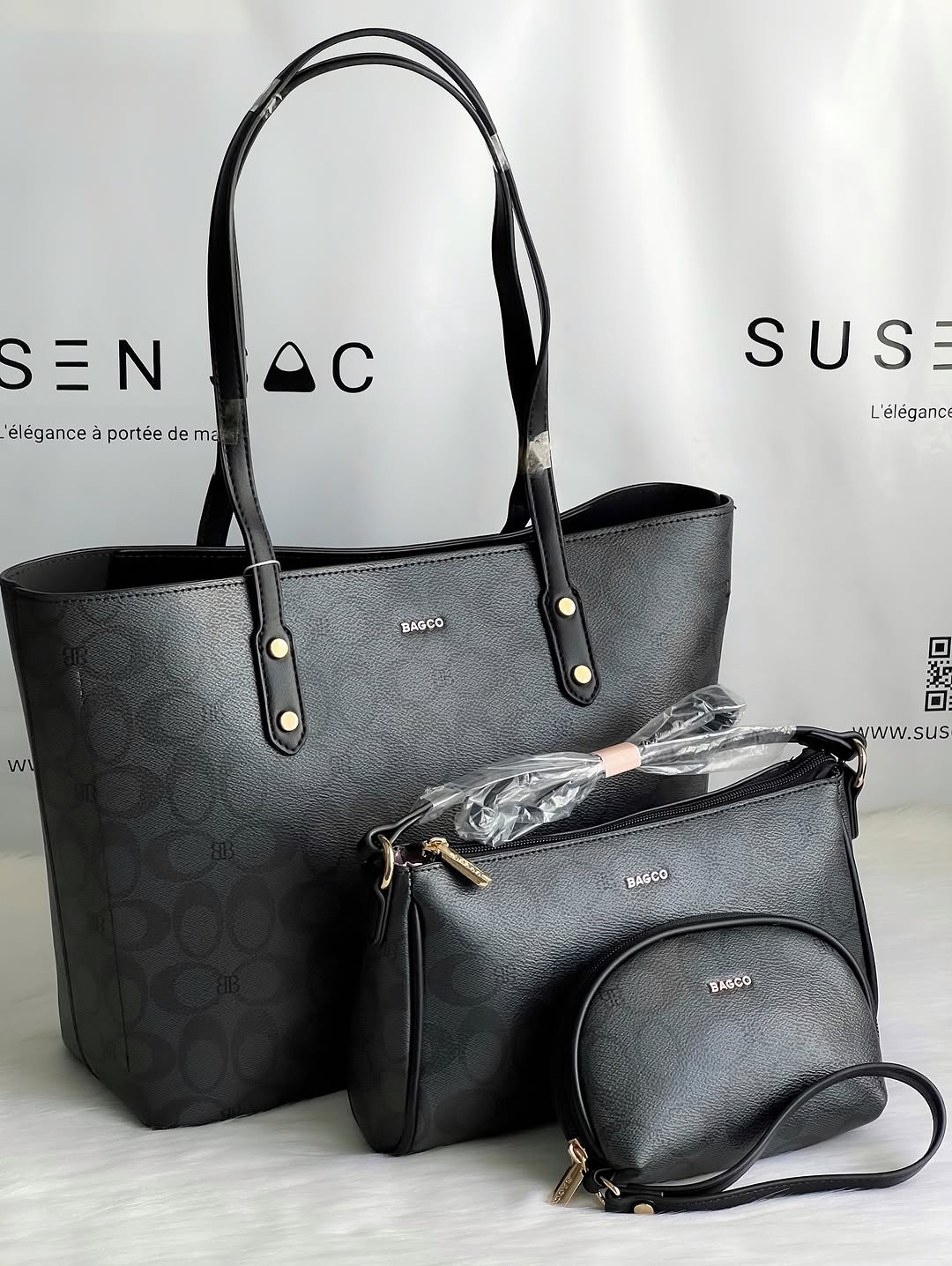Sac à Main BAGCO 3 Pièces – Grand Sac Cabas + Bandoulière + Pochette Élégante