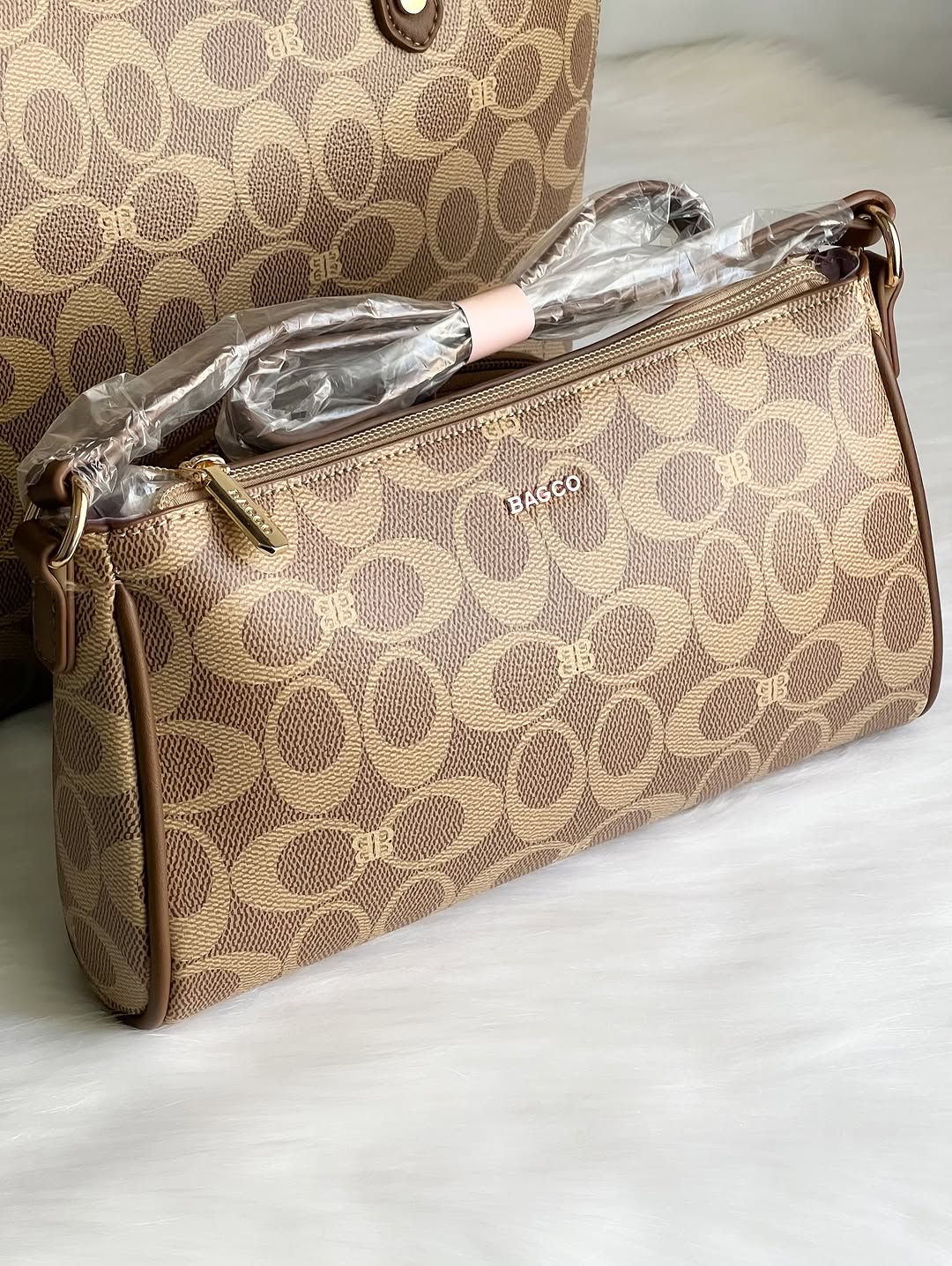 Sac à Main BAGCO 3 Pièces – Grand Sac Cabas + Bandoulière + Pochette Élégante