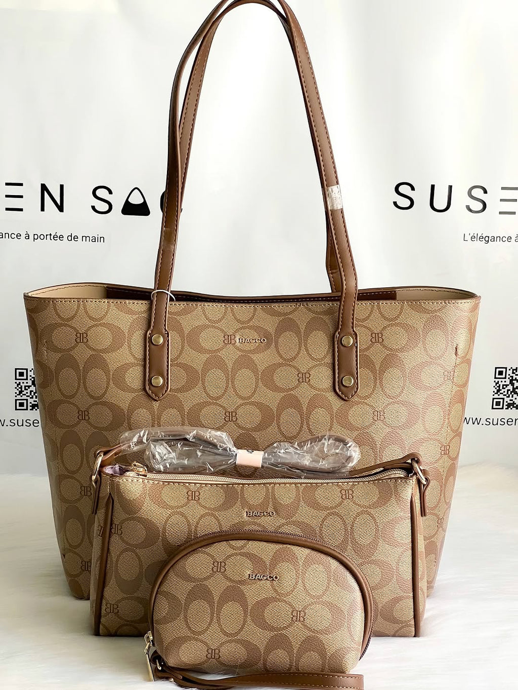 Sac à Main BAGCO 3 Pièces – Grand Sac Cabas + Bandoulière + Pochette Élégante