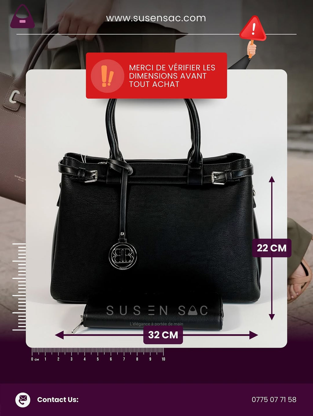 Sac à Main BAGCO Élégance Premium – Design Structuré avec Portefeuille Assorti