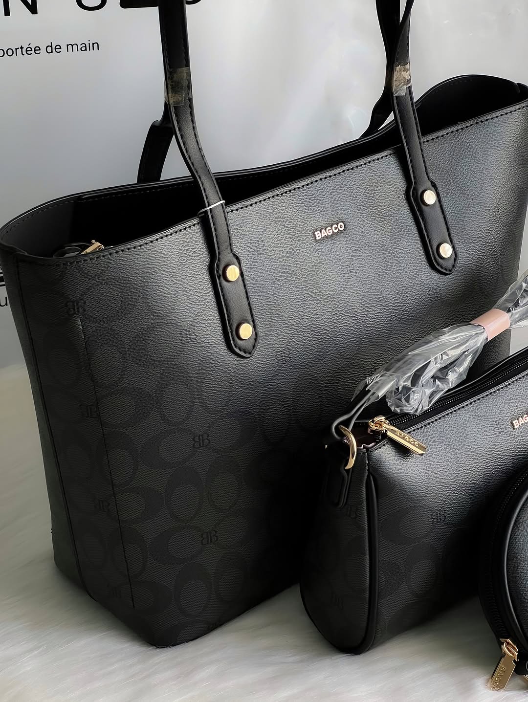 Sac à Main BAGCO 3 Pièces – Grand Sac Cabas + Bandoulière + Pochette Élégante