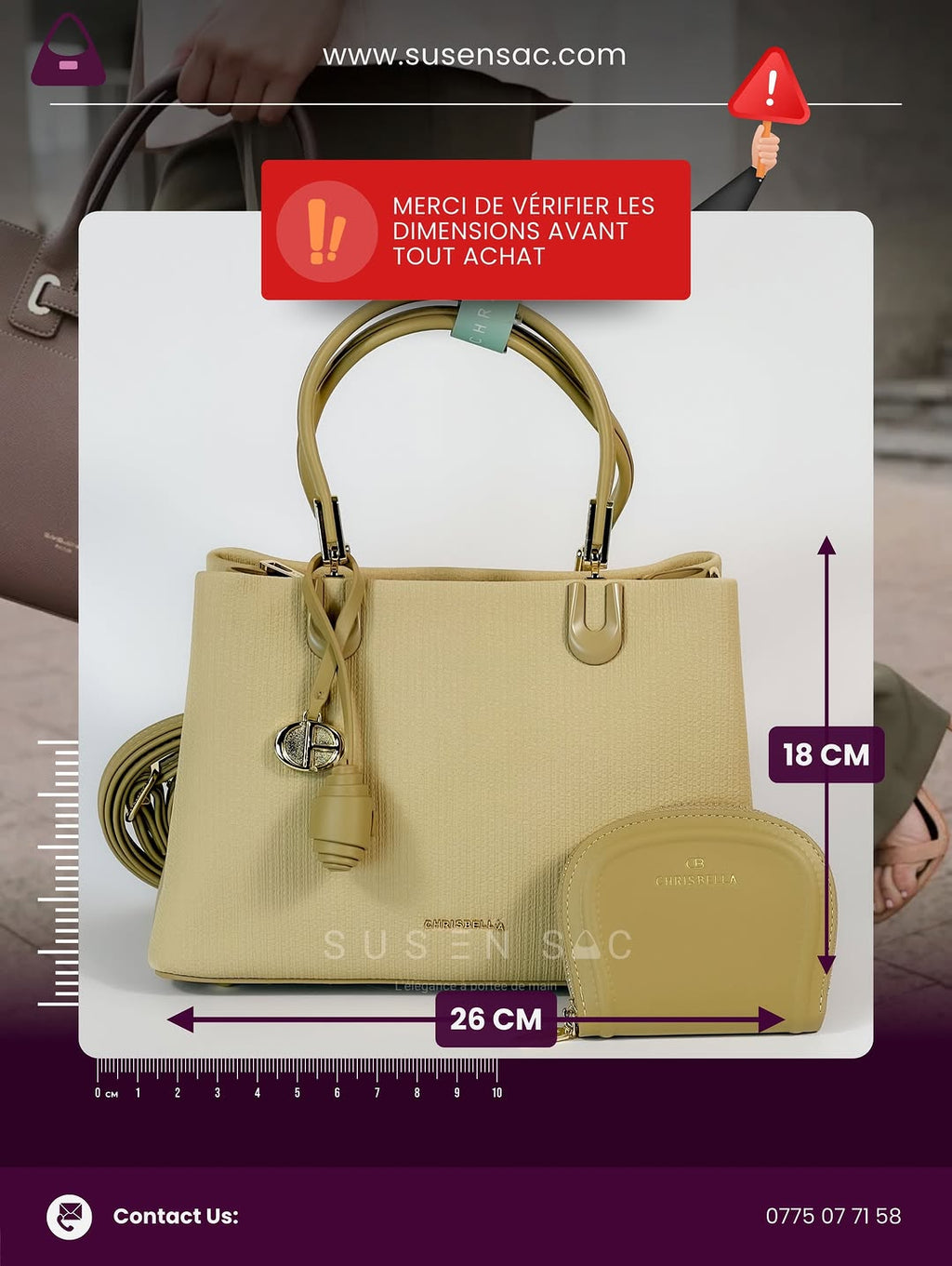 Sac CHRISBELLA – Élégance Structurée & Pochette Assortie