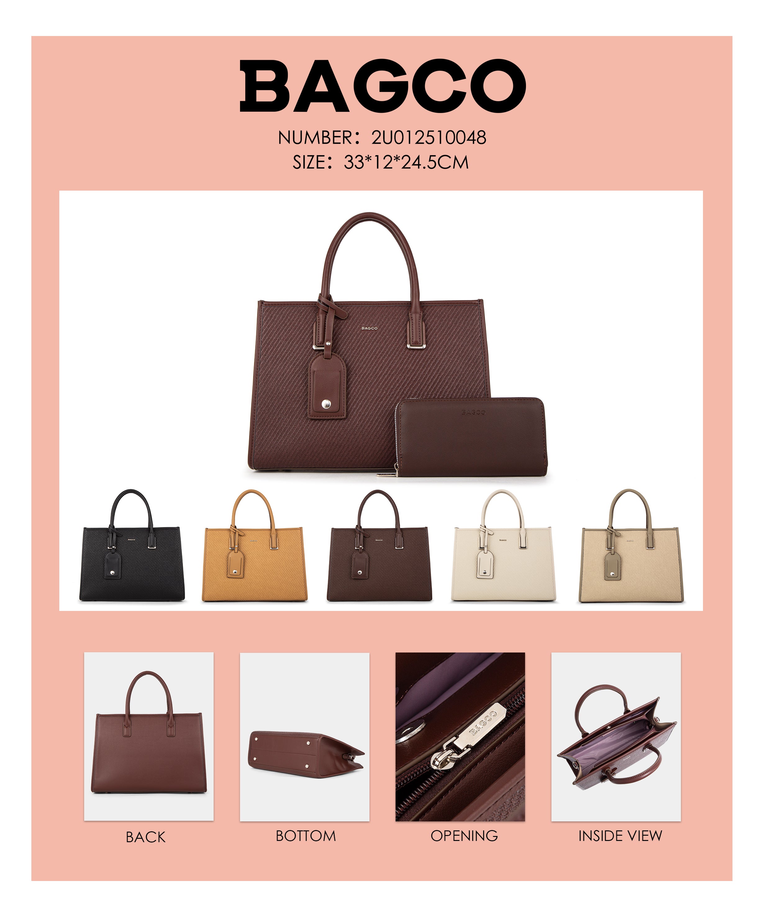 Sac à main BAGCO élégant avec pochette assortie
