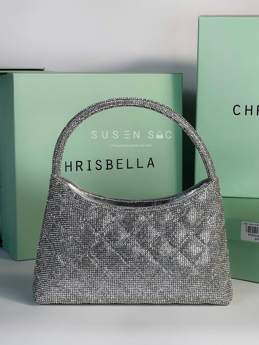 Chrisbella Mini Baguette Cristaux — Sac de soirée scintillant
