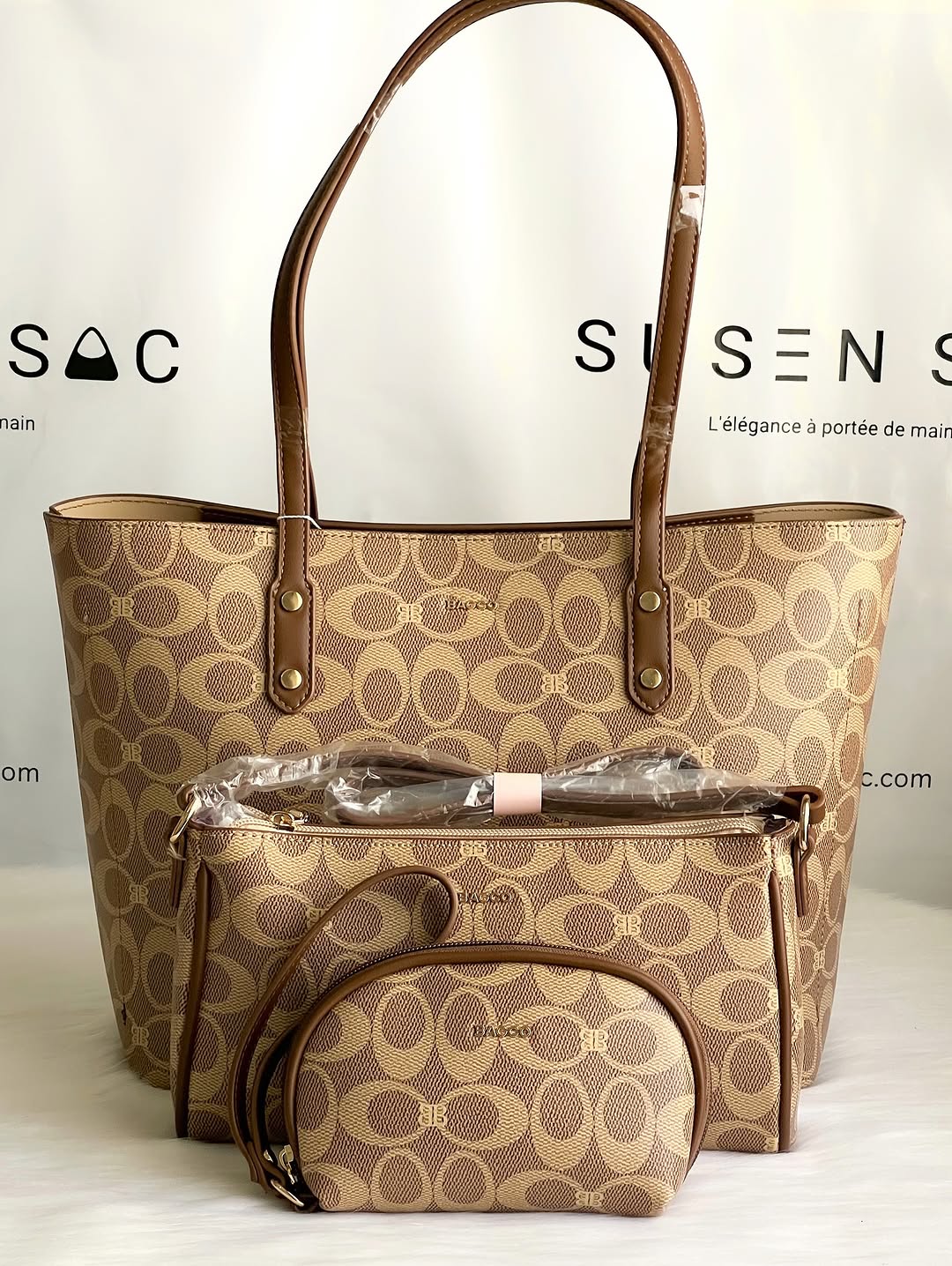 Sac à Main BAGCO 3 Pièces – Grand Sac Cabas + Bandoulière + Pochette Élégante