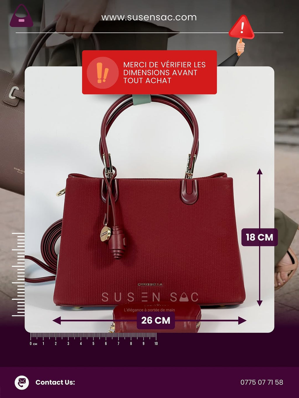 Sac CHRISBELLA – Élégance Structurée & Pochette Assortie