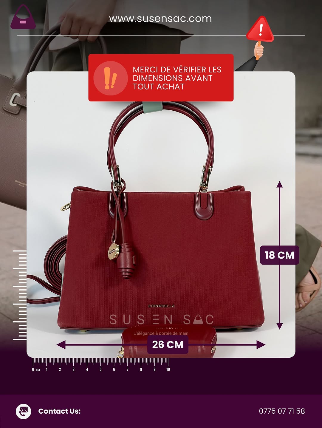 Sac CHRISBELLA – Élégance Structurée & Pochette Assortie