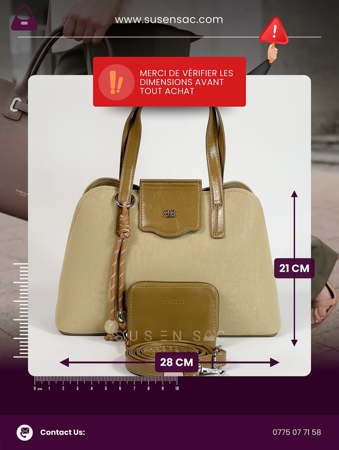 Sac à Main BAGCO Élégance Premium – Design Structuré avec Portefeuille Assorti