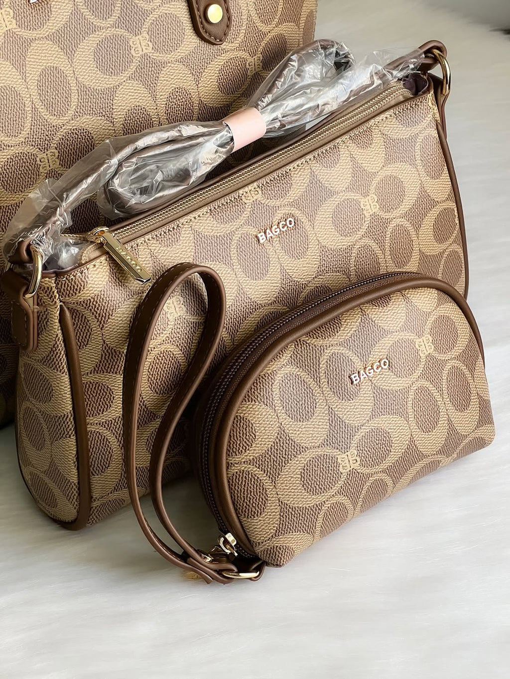 Sac à Main BAGCO 3 Pièces – Grand Sac Cabas + Bandoulière + Pochette Élégante