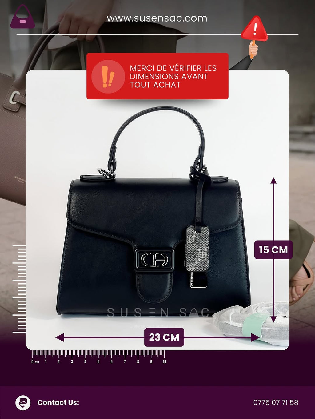 Sac à Main Chrisbella Élégance Structurée – Fermoir Signature & Bandoulière Amovible