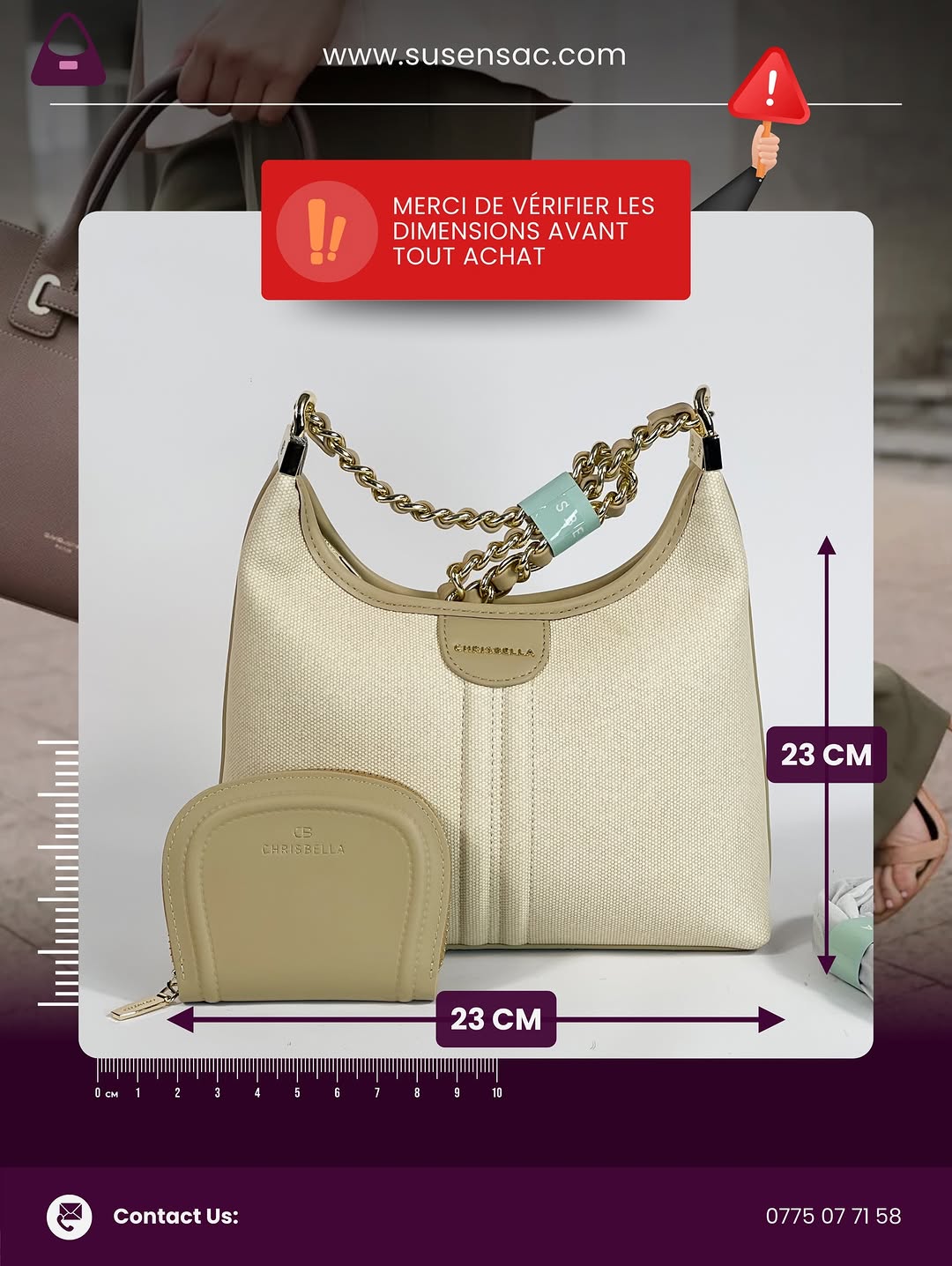 Sac CHRISBELLA – Élégance Moderne & Détails Chaîne Raffinés