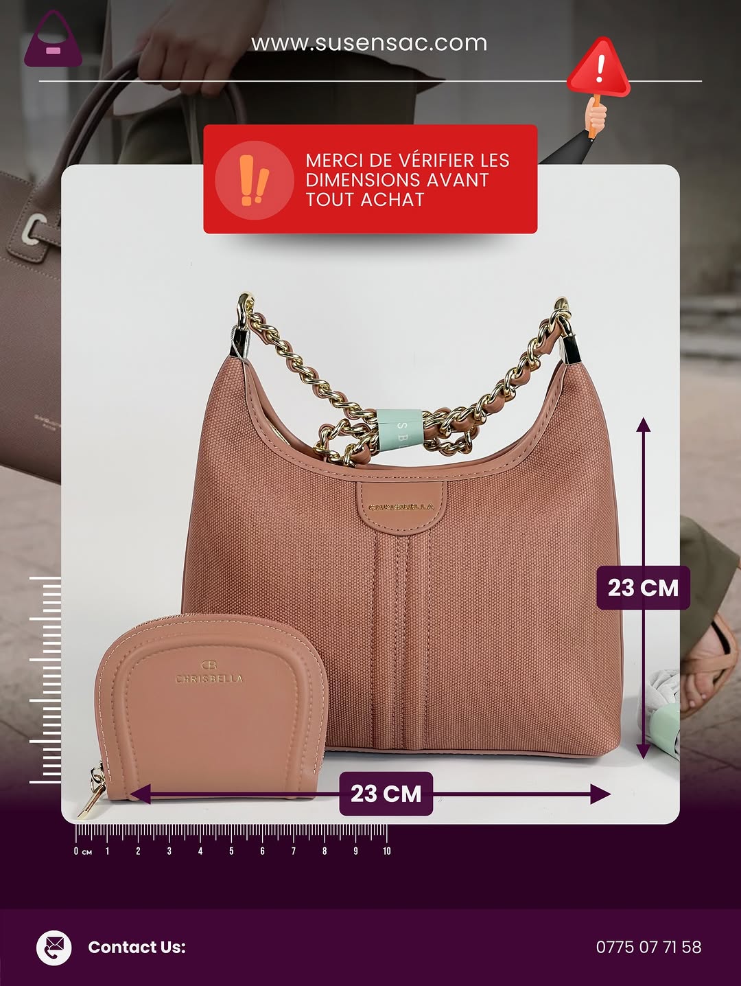 Sac CHRISBELLA – Élégance Moderne & Détails Chaîne Raffinés
