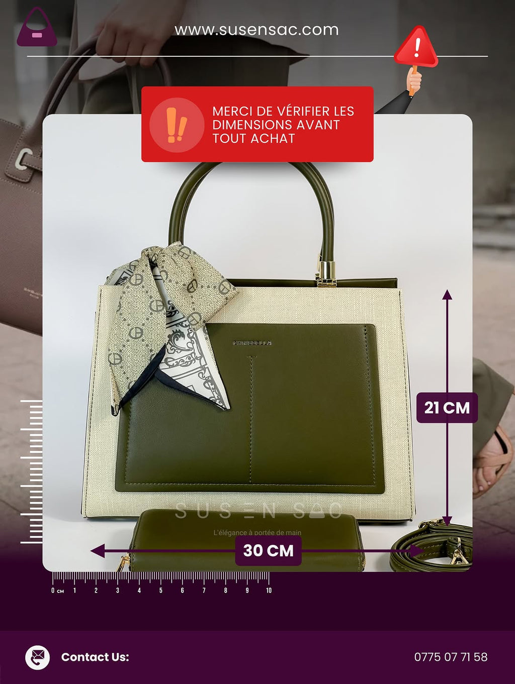 Sac CHRISBELLA – Élégance Structurée & Pochette Assortie