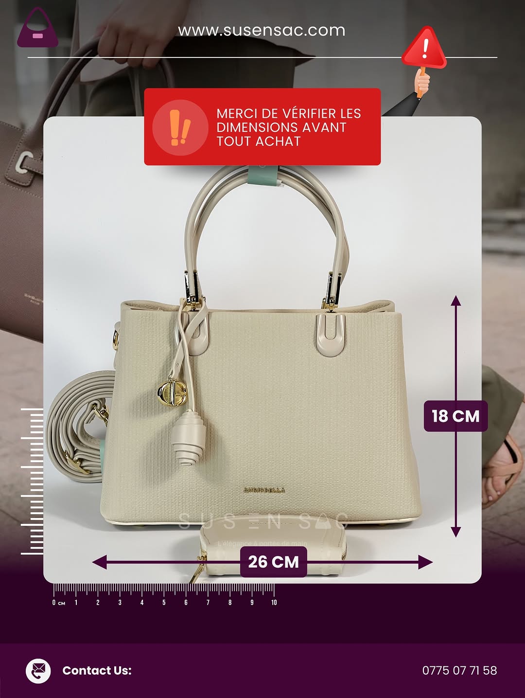Sac CHRISBELLA – Élégance Structurée & Pochette Assortie