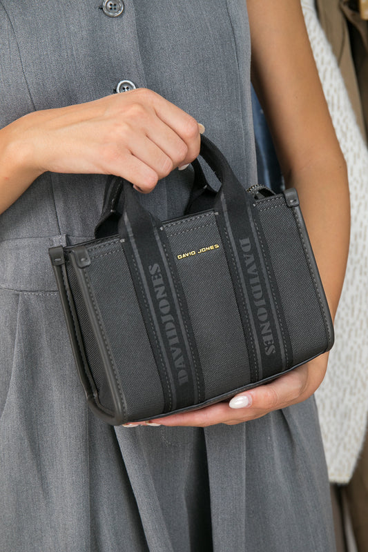 Mini sac David Jones CM7459-1, toile canvas avec bandoulière